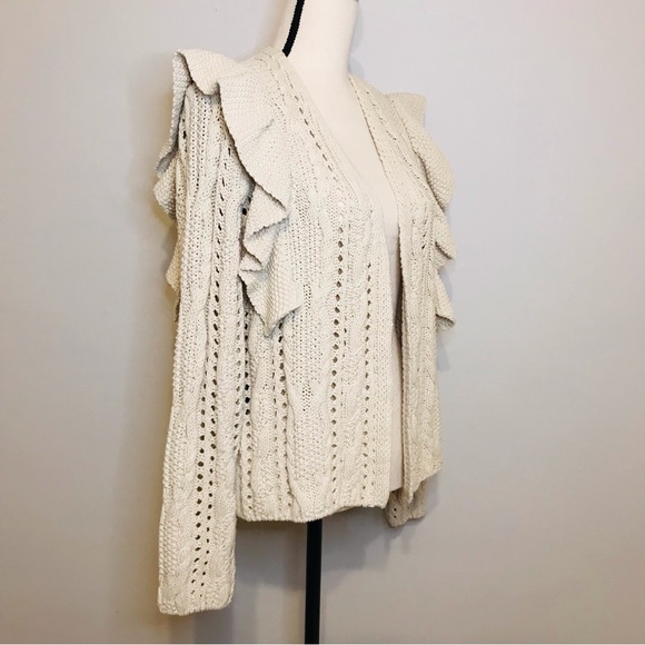 Universal Thread Open Cardigan Cable Knit Ruffle Sweater Size Medium - Picture 6 of 14
